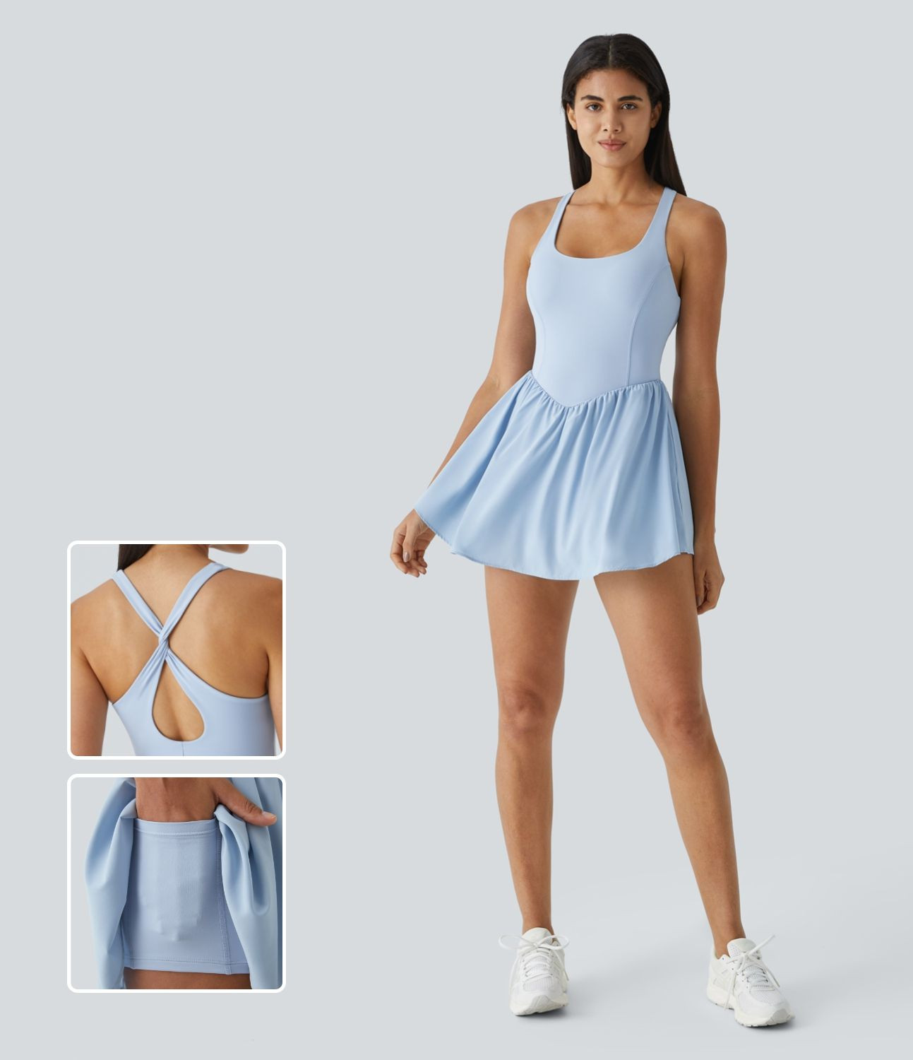 Women’s Breezeful™ Backless Corset 2-in-1 Pocket Mini Quick Dry Flowy Pickleball Active Dress... | HALARA