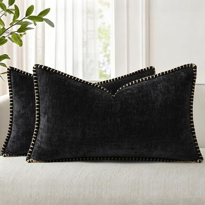 decorUhome Fall Chenille Soft Cozy Throw Pillow Covers 12x20 Set of 2, Modern Farmhouse Boho Velv... | Amazon (US)