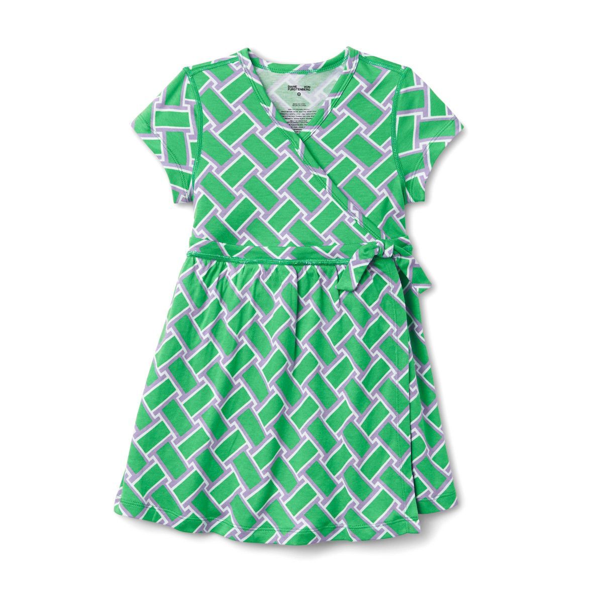Toddler Adaptive Short Sleeve Vintage Weave Green Faux Wrap Dress - DVF for Target | Target