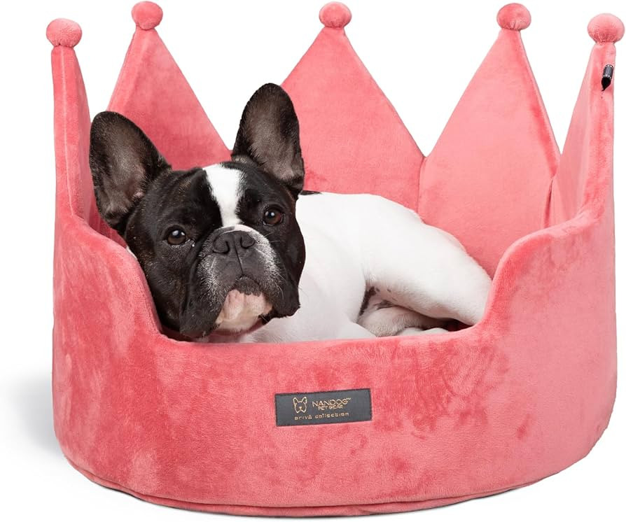 NANDOG Crown Dog Bed for Small Dogs & Cats – Soft Plush Round Pet Bed, Cozy Royal Design, Comfo... | Amazon (US)