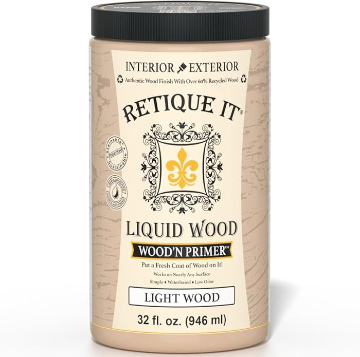 Retique It Wood'n Primer - Paint it then stain it - Stainable Wood Fiber Paint (Light Wood, Large... | Amazon (US)