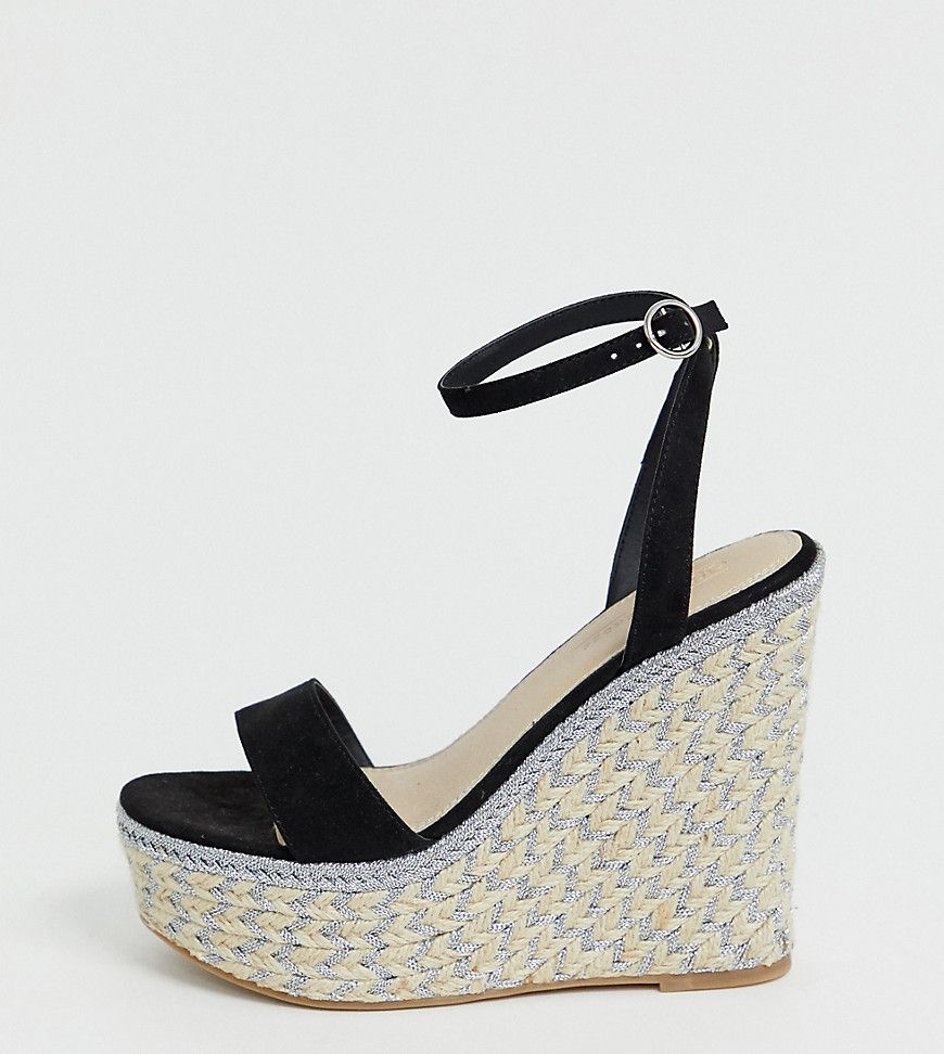 ASOS DESIGN Wide Fit Justina espadrille wedges-Black | ASOS (Global)