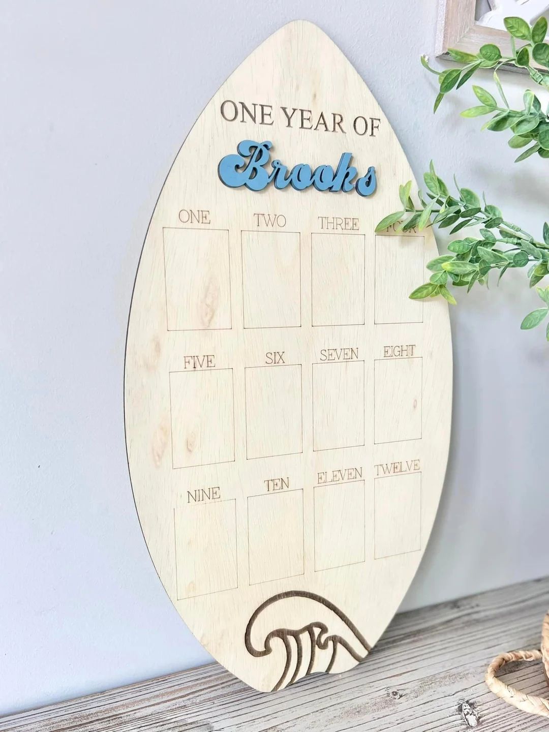 One Year of - Birthday Photo Board - Party Supplies - Wood Photo Memory Board - Surfs Up, First W... | Etsy (US)