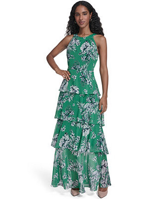 Tommy Hilfiger Women's Halter Neck Tiered Maxi Dress - Macy's | Macy's