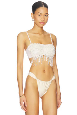 PatBO x Camila Coelho Pearl Dust Bra Top in Off-white from Revolve.com | Revolve Clothing (Global)