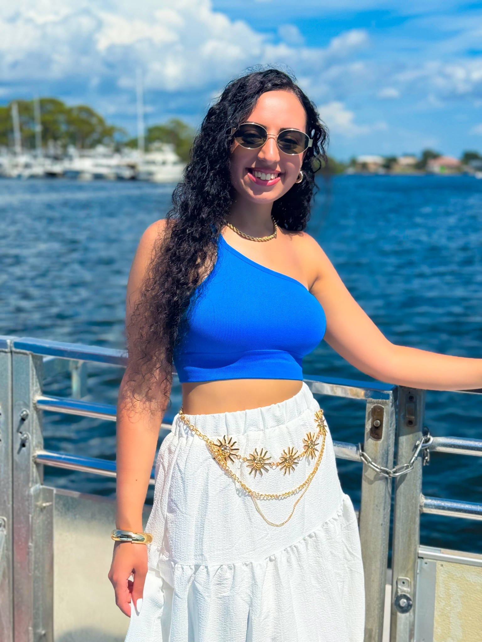 Outfit for a boat ride 💙✨
.
Wanted to combine this TikTok viral top with the maxi skirt and layered belt trend 💙✨
.
🔖 Subscribe to my LTK for more

#LTKShoeCrush #LTKStyleTip #LTKTravel