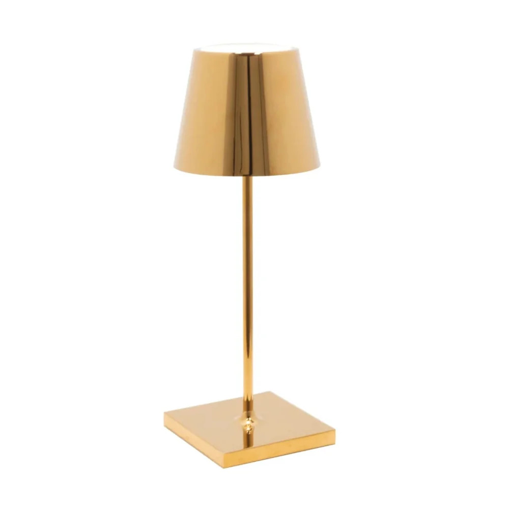 Zafferano Poldina Pro 11.8"" Mini Cordless Rechargeable Table Lamp - Glossy Gold | Sabavi Home