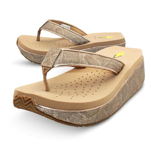 VOLATILE Women's FLIP Flop Sandal Wedge, Champagne, 10 | Amazon (US)