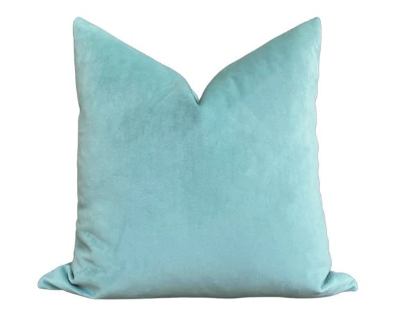 BLISS Velvet Pillow Cover - Aqua - Aqua Velvet - Decorative Pillow - Velvet Pillow - Pillow Cover... | Etsy (US)