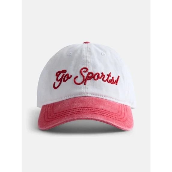 No Boundaries Women's Cotton Twill Game Day Baseball Hat, White | Walmart (US)