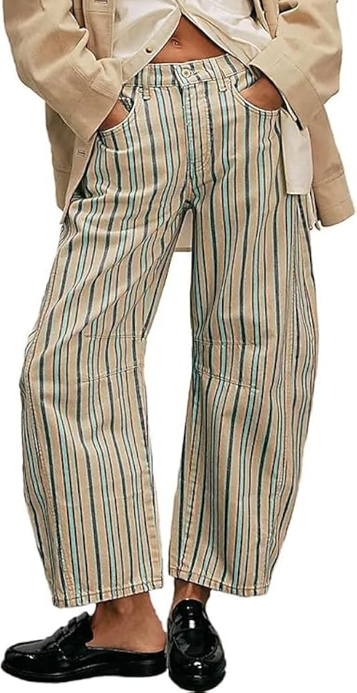 Barrel Jeans Women Boyfriend Baggy Barrel Floral Print Denim Ankle Pants Mid Rise Wide Leg Sweatp... | Amazon (US)