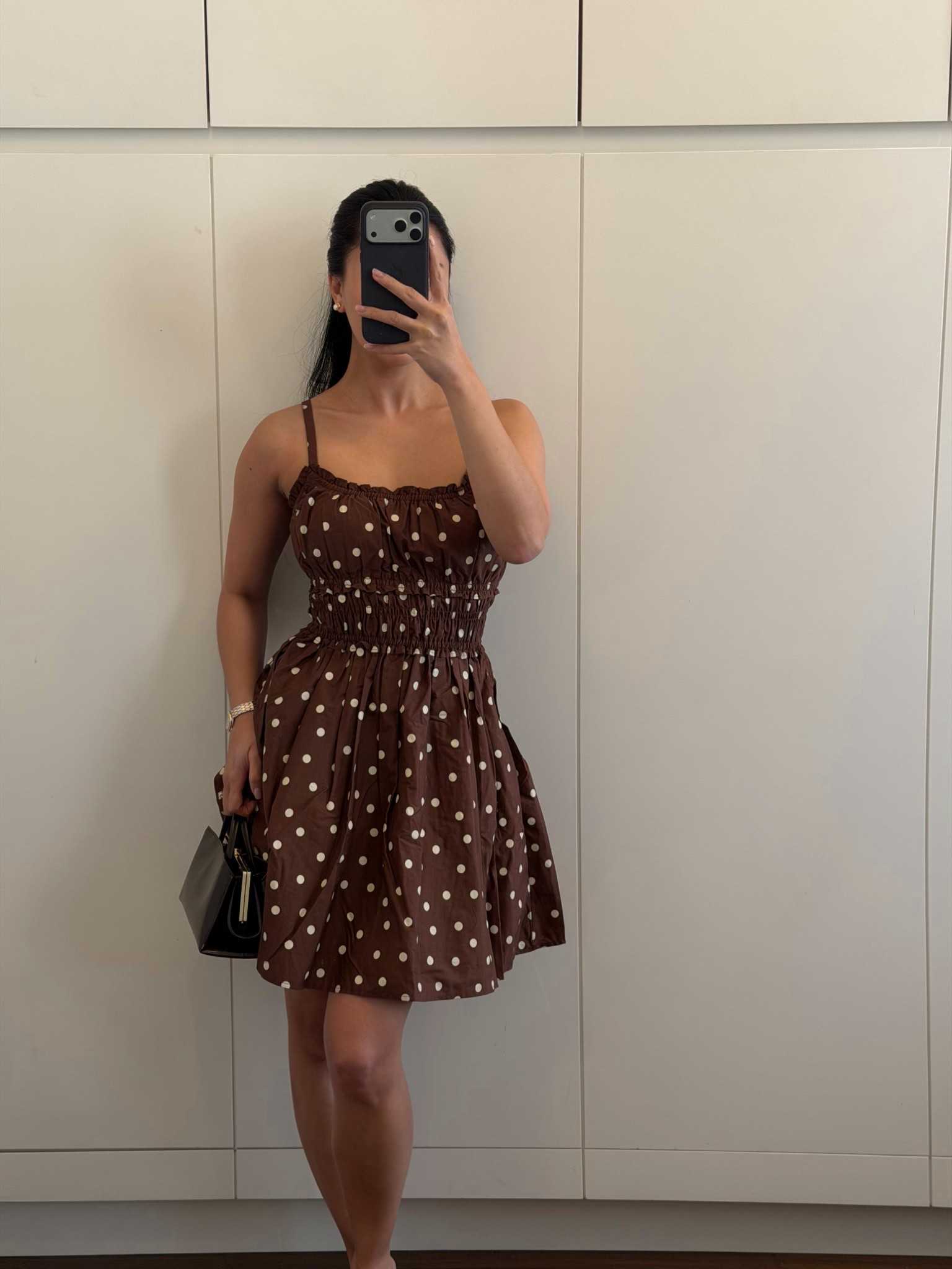 Polka dot chocolate brown dress with adjustable straps + pockets! I would size down one in this and I wish I got this in petite size, I’m 5’4 for reference xx 

#LTKgrwm #LTKdayinmylife #LTKTravel