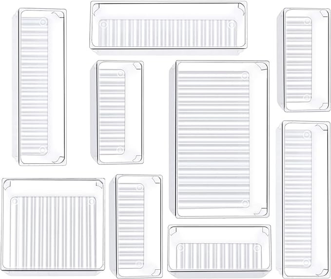 Kootek 9 Pcs Desk Drawer Organizer Trays 4-Size Bathroom Drawer Tray Dividers Plastic Vanity Orga... | Amazon (US)
