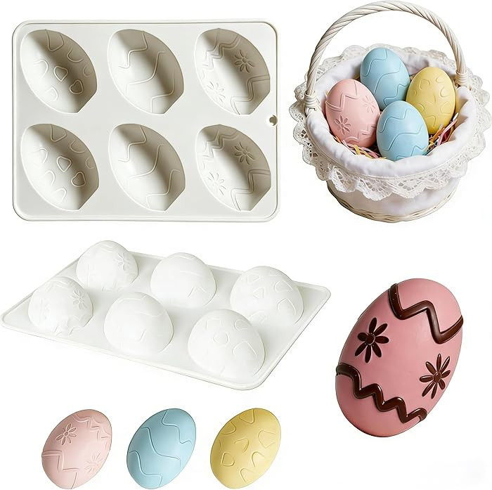 2Packs Silicone Easter Chocolate Molds 6-Cavity Egg-Shaped - Reusable Candy Mold for Mousse Cake,... | Amazon (US)