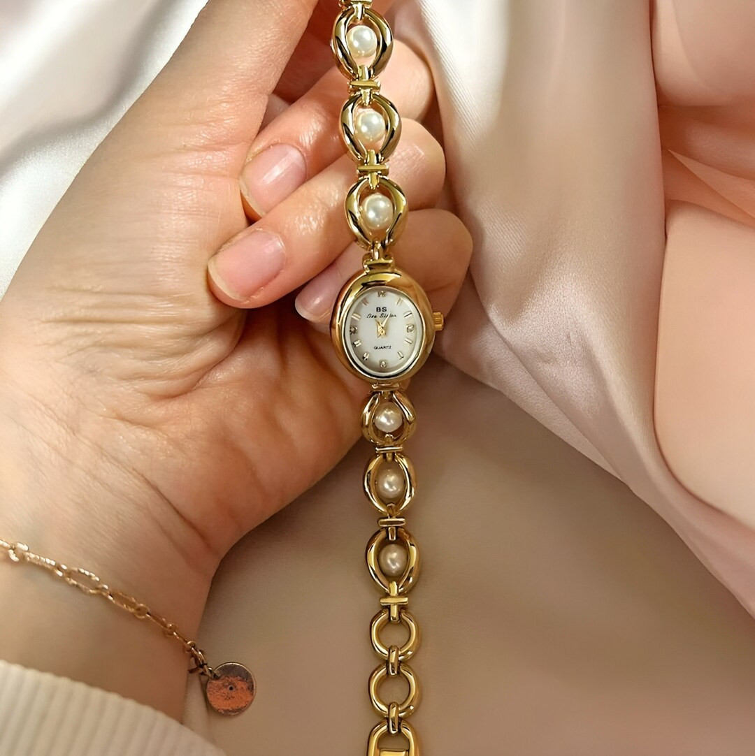 Vintage Women Watch, Pearl Watch, Dainty Watch, Vintage Watch, Dainty Gold Watch, Womens Gold Wat... | Etsy (US)