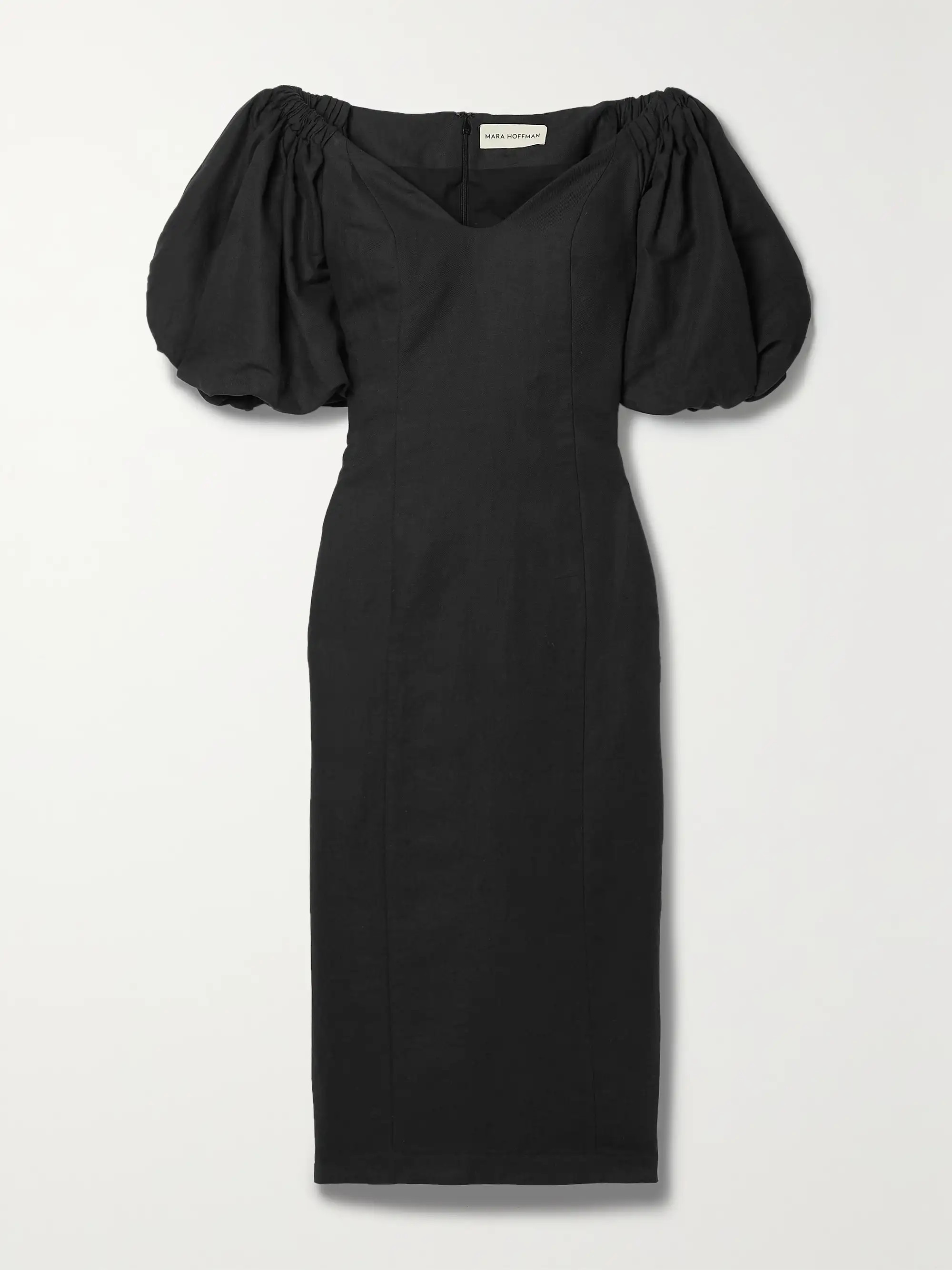 Namari off-the-shoulder linen and organic cotton-blend twill midi dress | NET-A-PORTER (US)