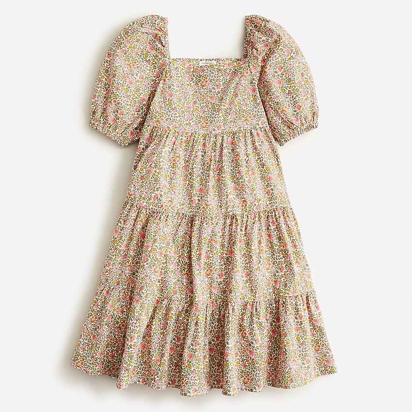 Girls' puff-sleeve tiered dress in floral | J. Crew US