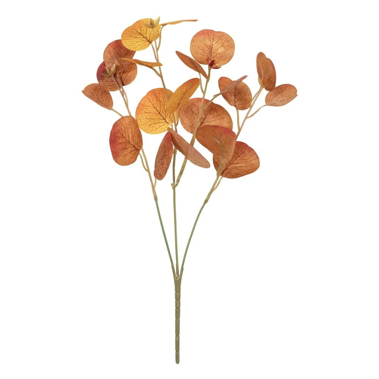14-inch Artificial Silk Orange & Green Eucalyptus Fall Pick, for Indoor Use, by Mainstays | Walmart (US)
