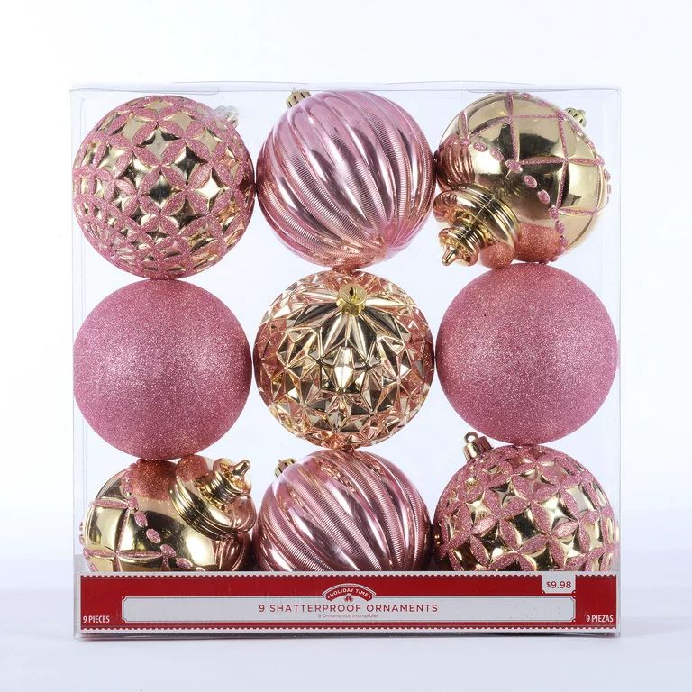 Holiday TimeHoliday Time Round Shatterproof Ornaments, Pink and Gold, 9 CountUSD$9.98(4.8)4.8 sta... | Walmart (US)