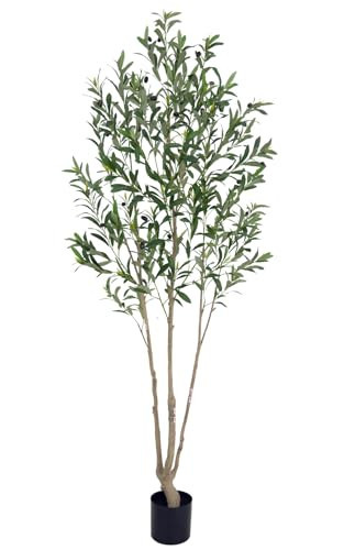 6ft Faux Olive Tree, Fake Olive Tree with Realistic Trunk and Lifelike Fruits, Olive Trees Artificial Indoor for Home House Office Living Room Décor | Amazon (US)