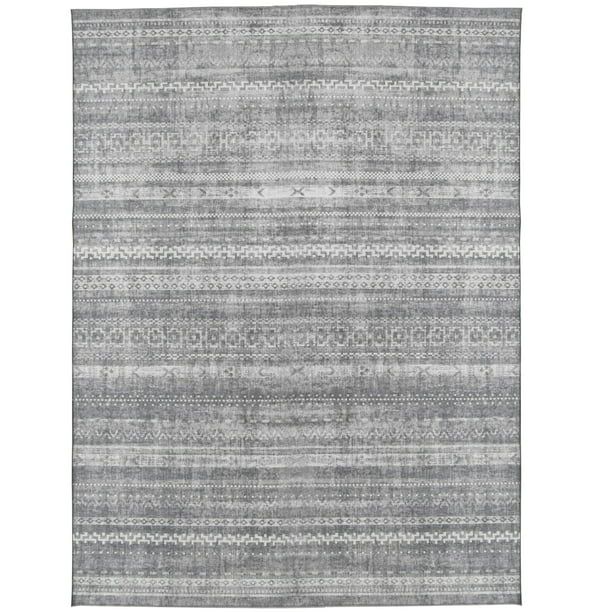 ReaLife Rugs Machine Washable Printed Moroccan Stripe Gray Eco-friendly Recycled Fiber Area Runne... | Walmart (US)