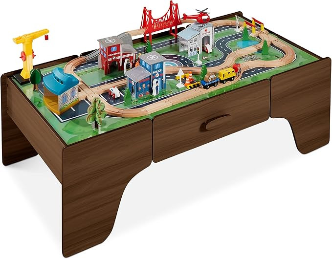 Best Choice Products Large 50in 70-Piece Train Table, Multipurpose Wooden Toy Activity Playset fo... | Amazon (US)