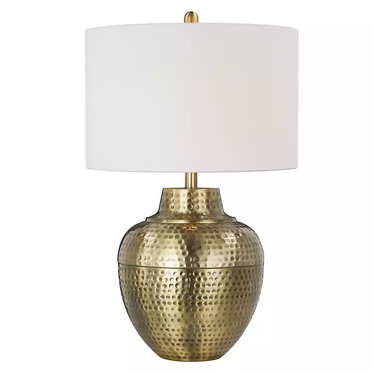 Gold Metal Hammered Cream Shade Table Lamp | Kirkland's Home