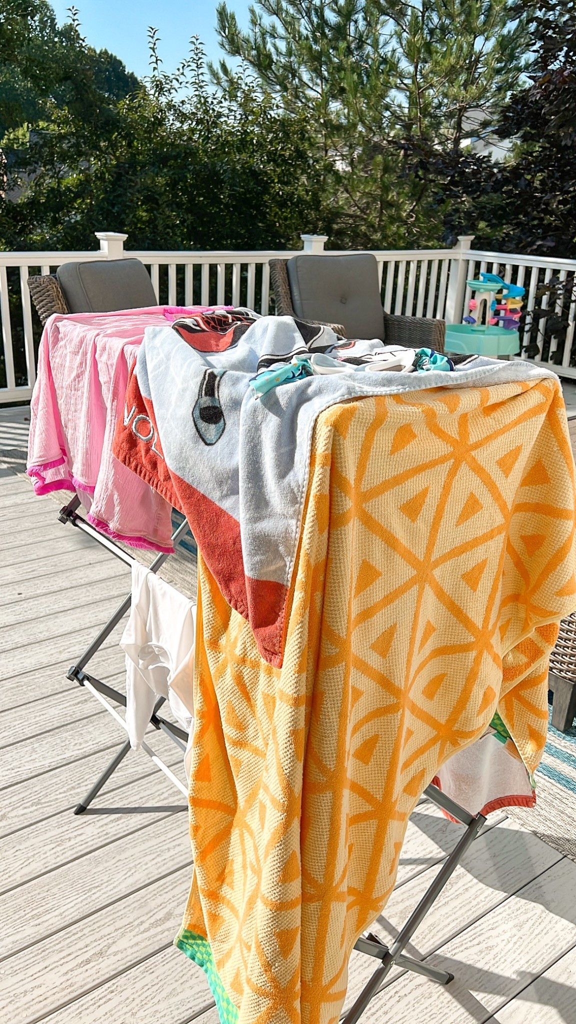 Must have for summer days- drying rack! We are in the pool pretty much every day and this saves me a bunch of extra unnecessary laundry. Folds completely down so I can store it next to the dryer in the laundry room without it taking up any extra room! 

#LTKHome #LTKFindsUnder50 #LTKSwim
