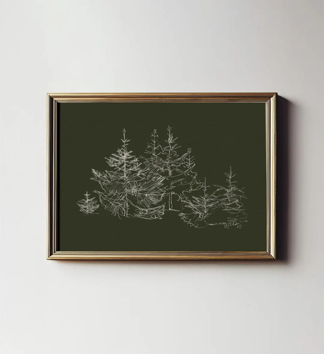 Winter Pine Tree Sketch Art Print: Green Holiday Decor (Printable Digital Download) W-204 | Etsy (US)