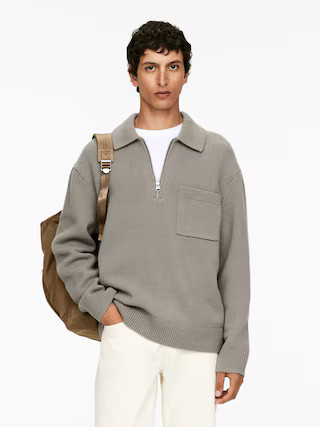 Knitted Wool Zip Polo Shirt – Mole – Men – ARKET GB | Arket UK