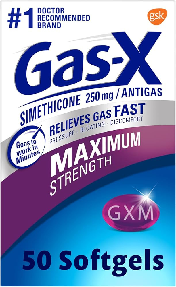 Gas-X Maximum Strength Gas Relief Softgels with Simethicone 250 mg for Bloating Relief - 50 Count | Amazon (US)