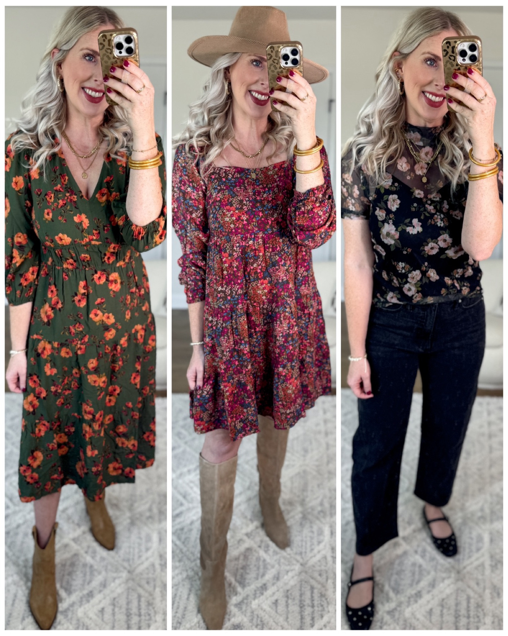 Daily try on, Walmart outfit, Walmart fashion, Walmart try on, time and tru, fall floral print, teacher dress, midi dress, mini dress, mesh top, black jeans 

Wearing a medium in all styles!

#LTKFindsUnder50 #LTKWorkwear #LTKStyleTip