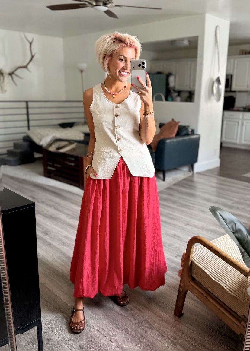 Chic and breezy! Loving this sleeveless vest and maxi skirt combo!  Vest: Small // Skirt: Medium // Sandals: TTS 

 #LTKootd #LTKSaleAlert