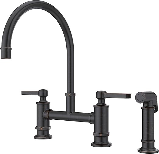 Pfister LG31-TDY Port Haven Kitchen Bridge Faucet with Side Sprayer, Tuscan Bronze | Amazon (US)