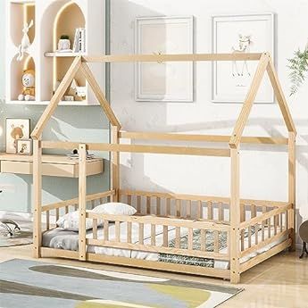 Tatub Full House Floor Bed for Kids, Montessori Floor Bed with Rails, Floor Bed Frame with Roof, ... | Amazon (US)