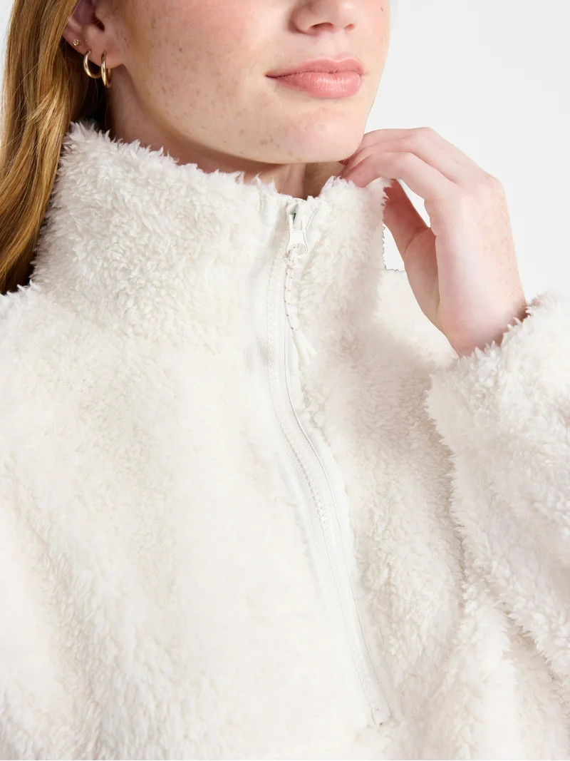 No Boundaries Plush Half-Zip Pullover, Women's and Plus | Walmart (US)