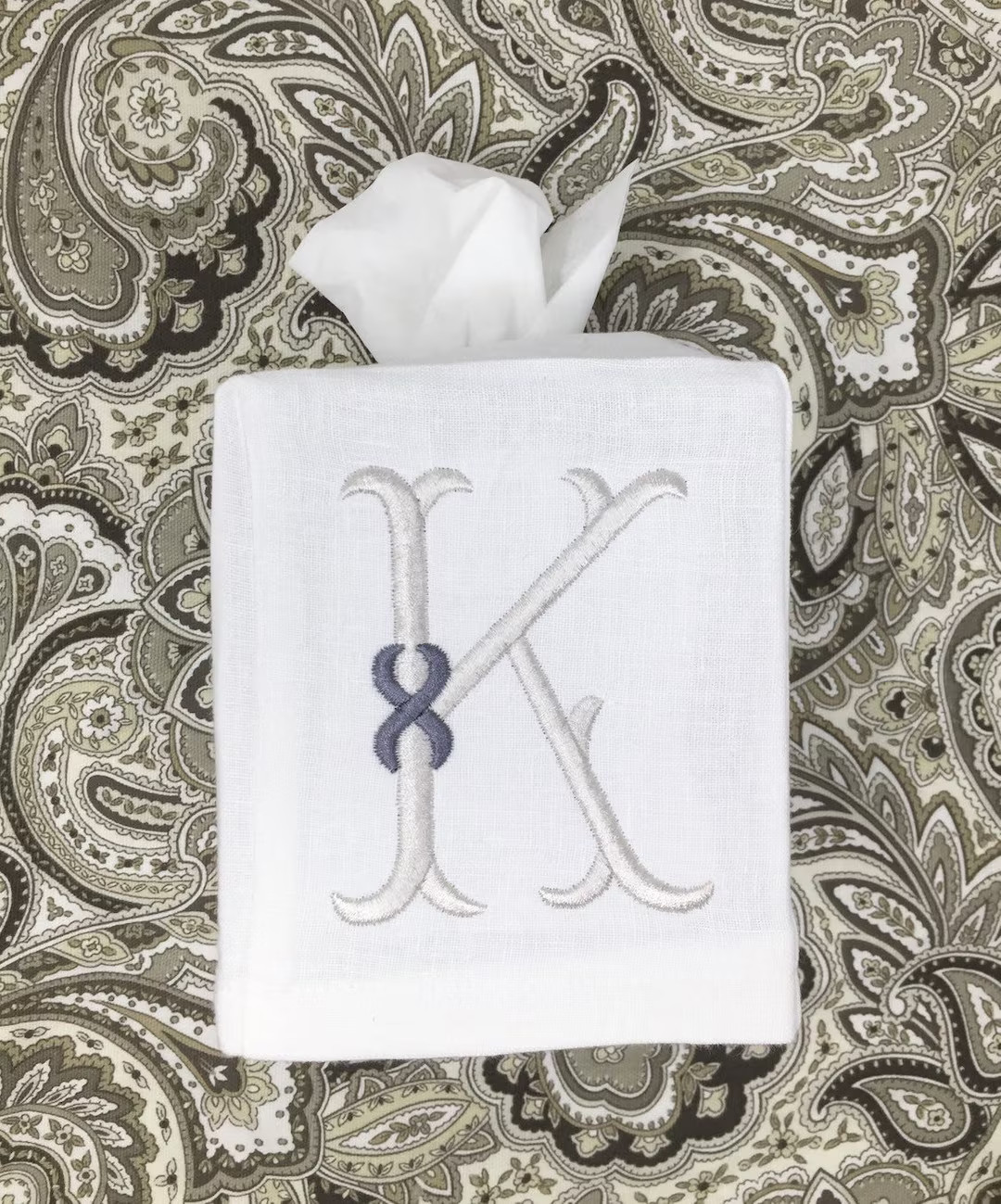 Monogrammed Tissue Box Cover-ribbon Initial Monogrammed - Etsy | Etsy (US)