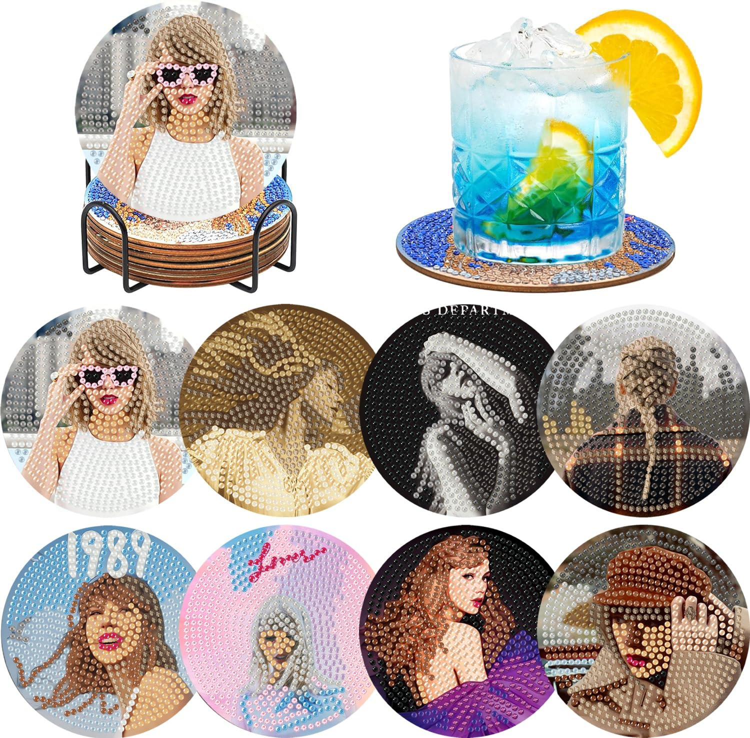 stnckic 8 Pcs Diamond Art Coasters Kit for Adults,Diamond Painting Coaster Set with Holder, DIY B... | Amazon (US)