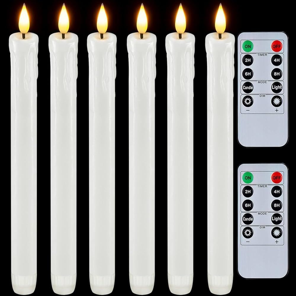 Homemory Real Wax LED Flameless Taper Candles with Timer, Dripless Battery Operated Window Candle... | Amazon (US)