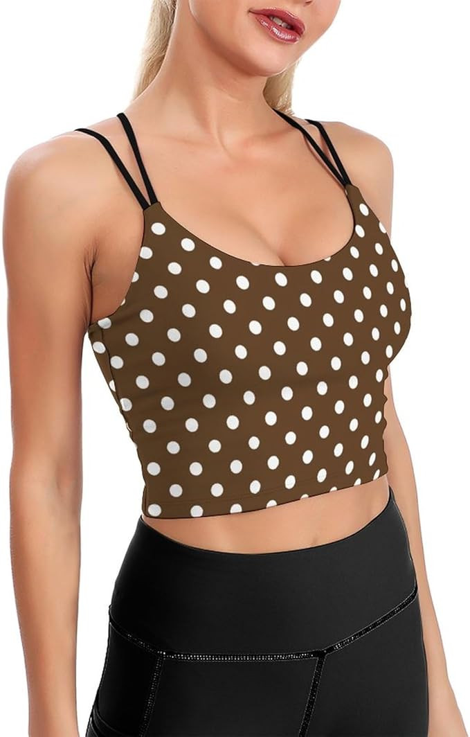 Rainbow Polka Dot Women Yoga Tank Top Sleeveless Crop Vest Sports Bra with Built in Pads Fit Gym ... | Amazon (US)