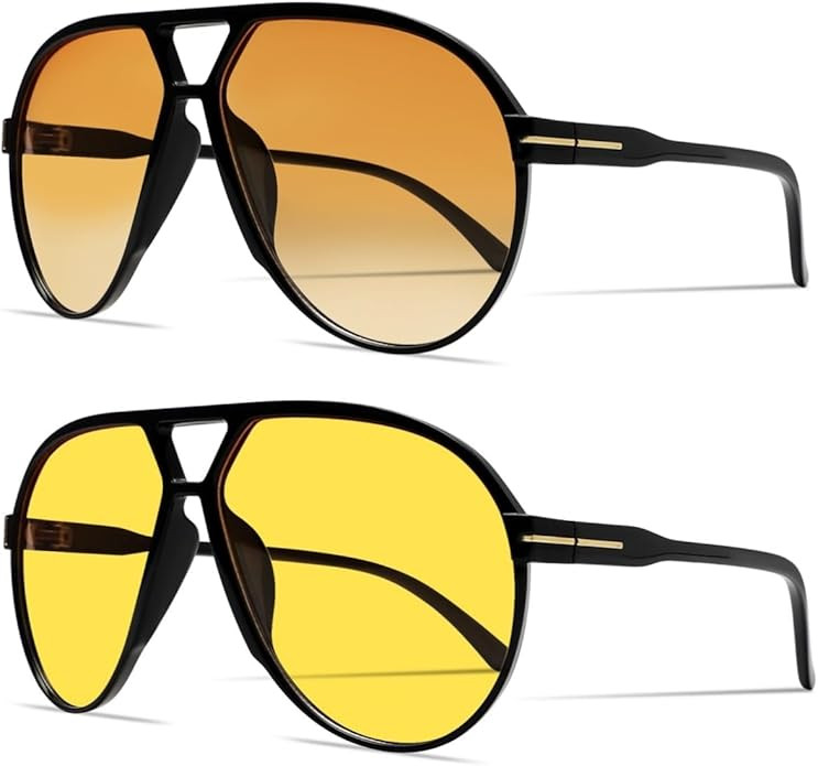 Retro Aviator Sunglasses for Women Men Oversized Classic 70s Vintage Trendy Tangle Free Square Av... | Amazon (US)