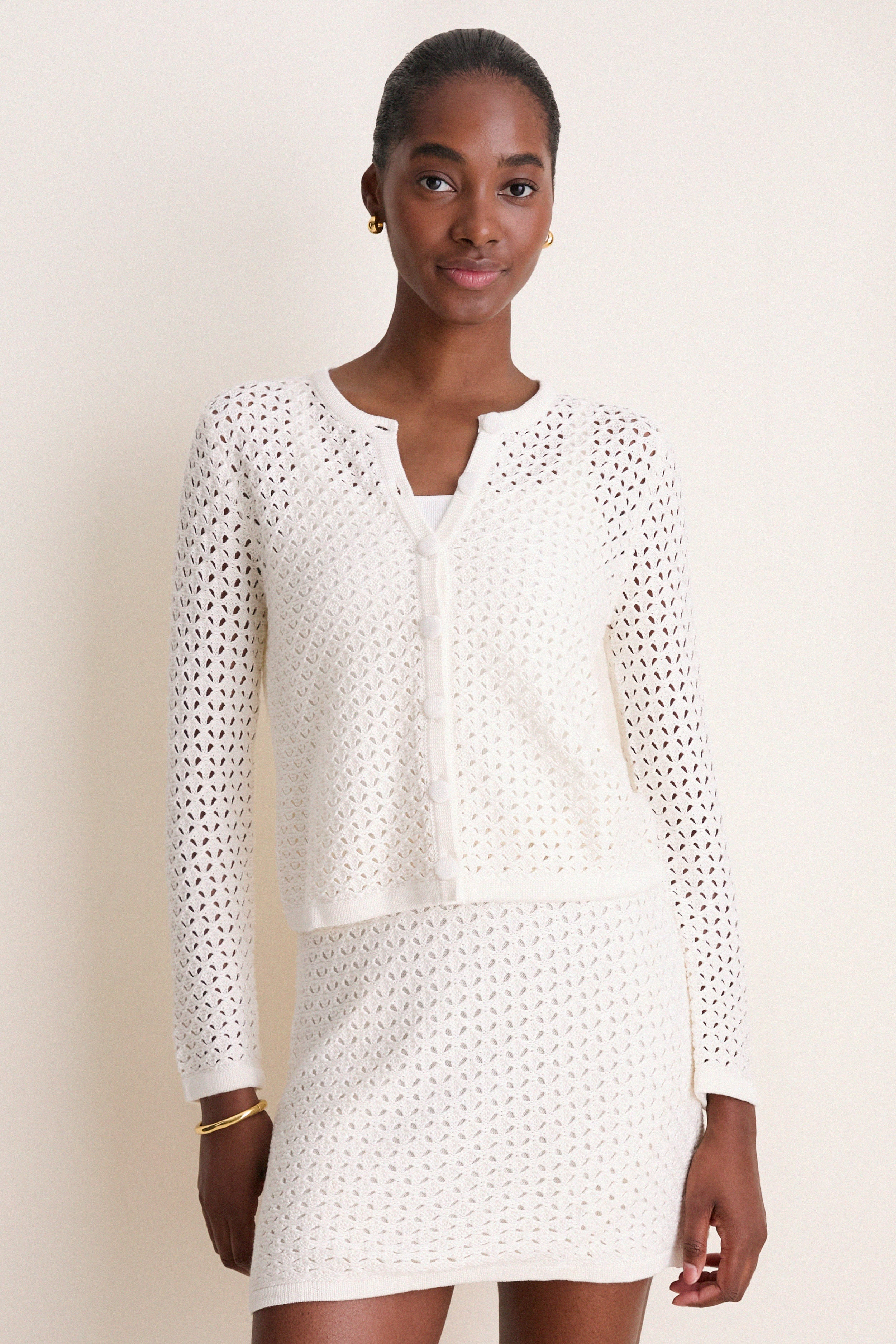 Ivory Crochet Martha Cardigan | Tuckernuck (US)