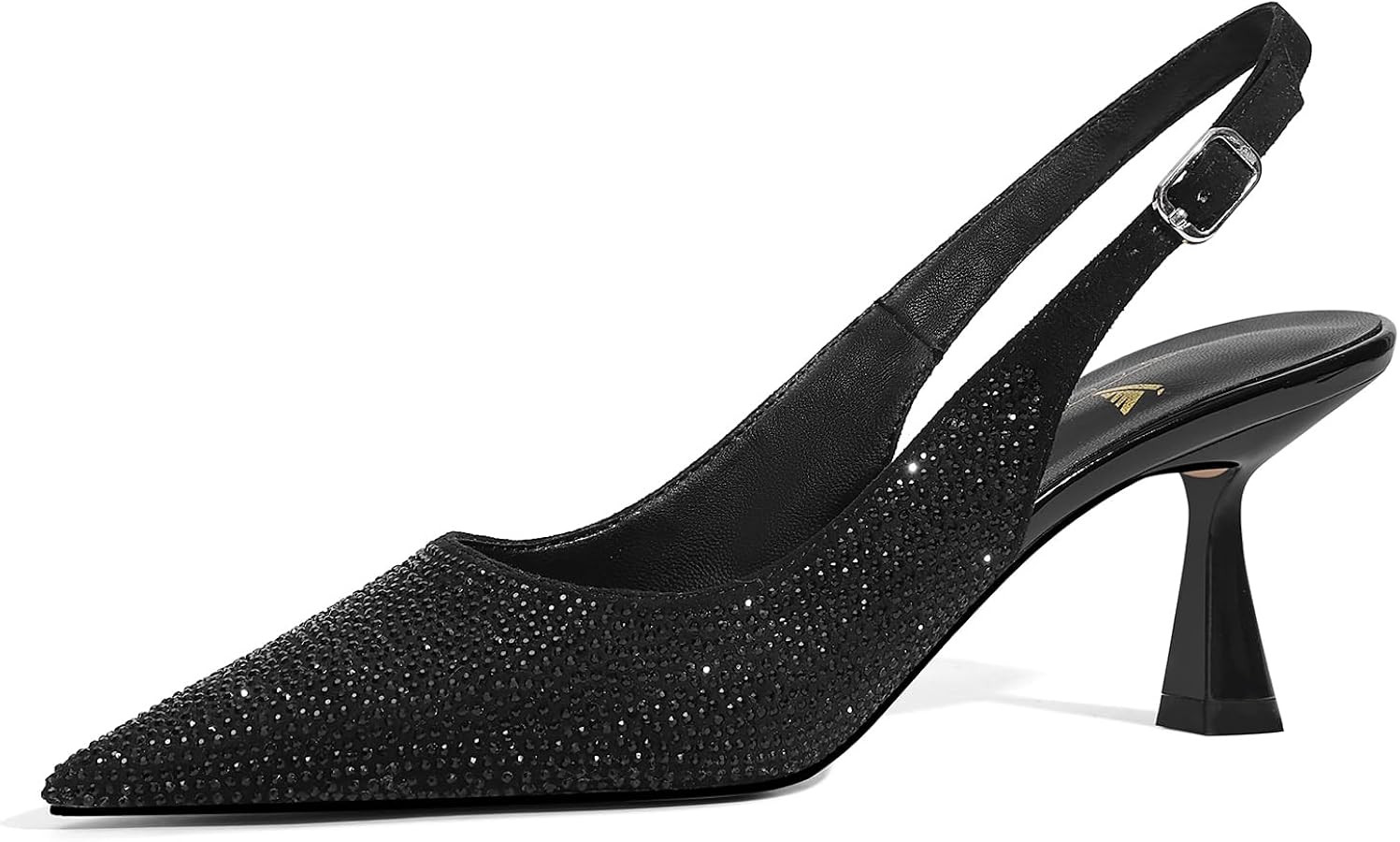 LOCERICH Women's Kitten Heels Slingback Low Heel Dress Shoes Closed Toe Pumps Rhinestone Pointed ... | Amazon (US)