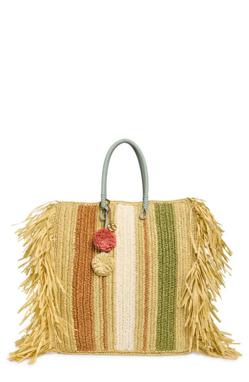 Sam Edelman Lily Straw Tote in Natural/Green at Nordstrom | Nordstrom