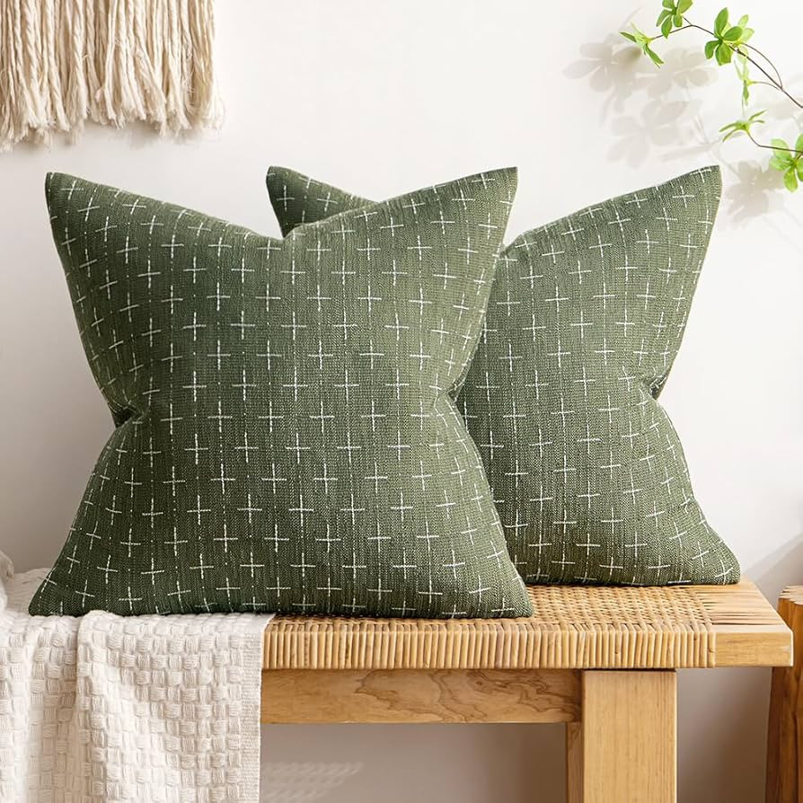 MIULEE Pack of 2 Decorative Vintage Burlap Linen Spring Throw Pillow Covers Modern Farmhouse Pill... | Amazon (US)