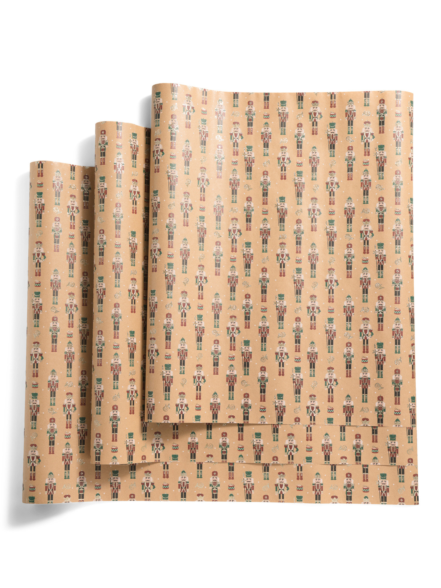 Set Of 3 30x30 Sqft Gold Base Nutcracker Gift Wrap | Marshalls