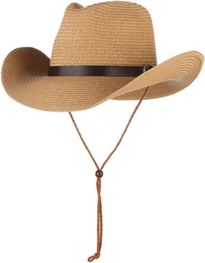 LONTG Unisex Straw Sun Hat Panama Hat Summer Fedora Trilby Hat Safari Beach Hat Foldable West Cow... | Amazon (UK)