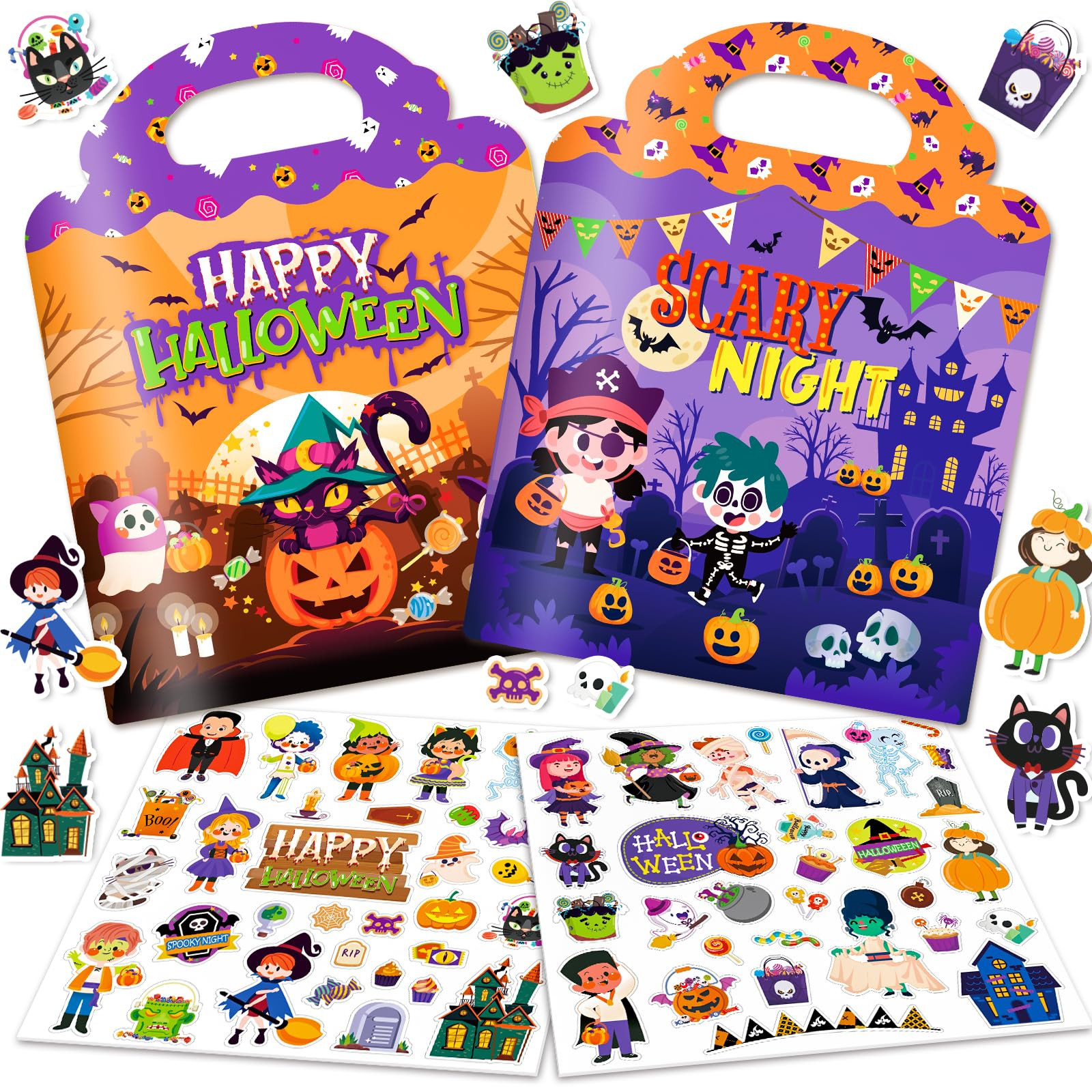 2 Pack Halloween Reusable Sticker Books for Toddlers 1-3, Activities Books Crafts for Kids 2-4, R... | Amazon (US)