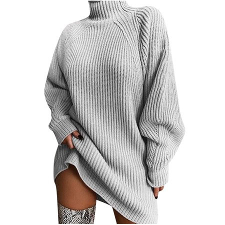 BVnarty Sweaters for Women Solid Color Knitting Jumper Fashion Loose Casual Knitted Dress Fall Winte | Walmart (US)