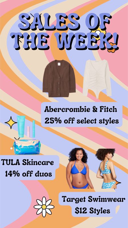 Sales of the Week! Great deals on Abercrombie select styles. Tula Skincare Valentine’s Sale & Target’s Wild Fable swimwear for a STEAL. 

#LTKfamily #LTKSale #LTKU